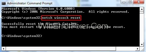 command prompt netsh winsock reset