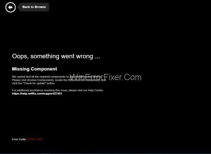 Error Code M7703-1003 (Missing Component) on Netflix