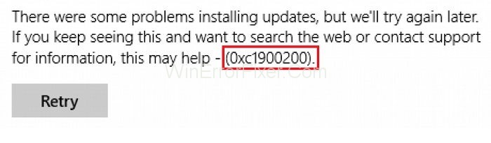 0xc1900200 Update Error in Windows 10