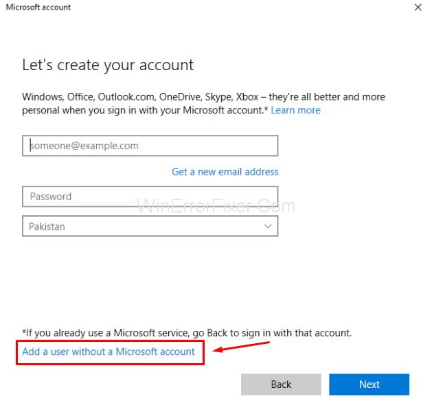 Add a user without Microsoft