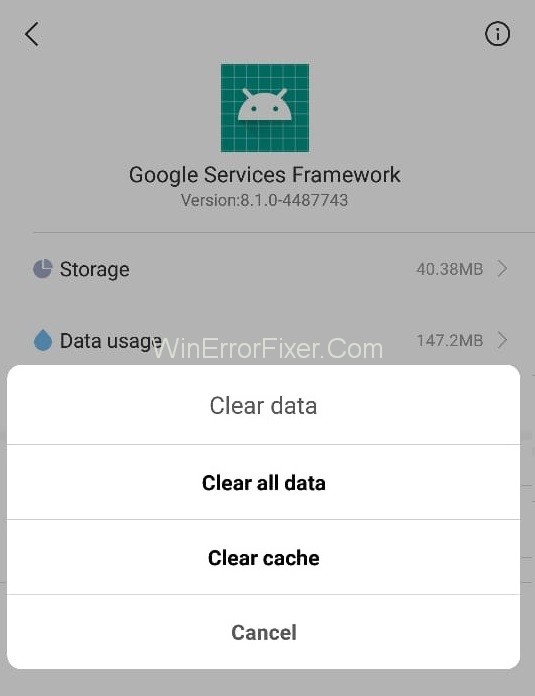 Clear Google service Framework Cache and Data