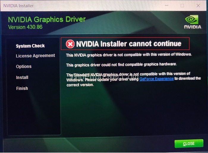 NVIDIA Installer Cannot Continue Error on Windows 10-8-7