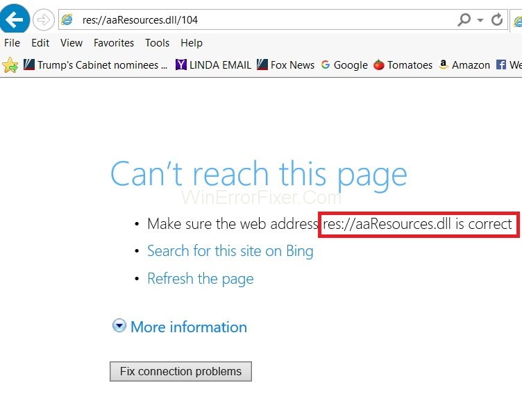 res://aaResources.dll/104 Error on Internet Explorer