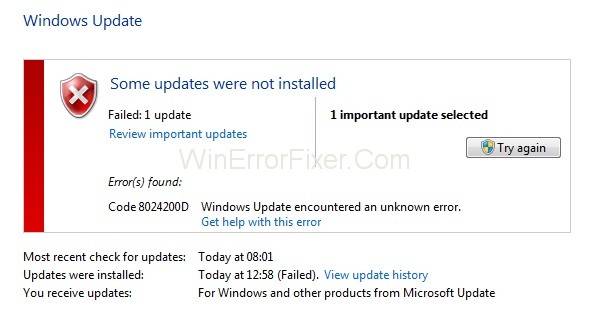 0x8024200D Update Failure Error in Windows 10
