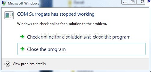 Com Surrogate has Stopped Working Error