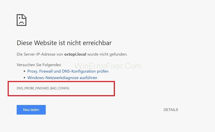 DNS_Probe_Finished_Bad_Config Error