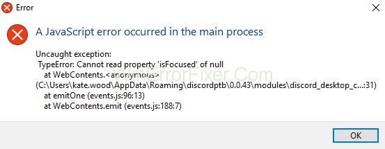 Discord Javascript Error In Windows 10 Solved Winerrorfixer