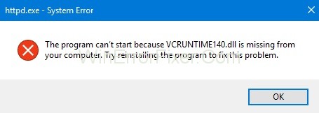 VCRuntime140.dll is Missing Error