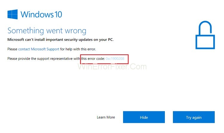 Windows Creators Update Fail with Error 0xc1900208