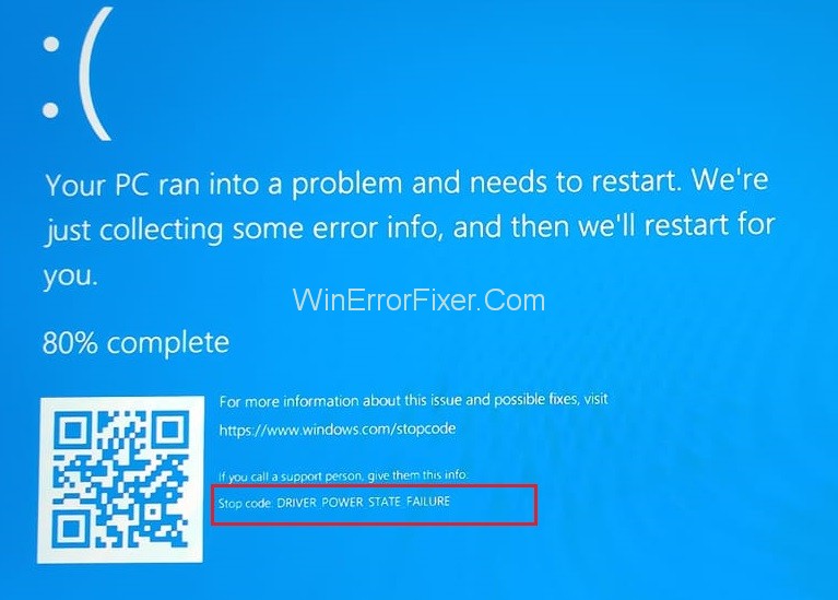 blue Screen Windows 10 Stop Code Driver Power State Failure