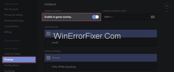 Enable In-game overlay option - Discord overlay not working