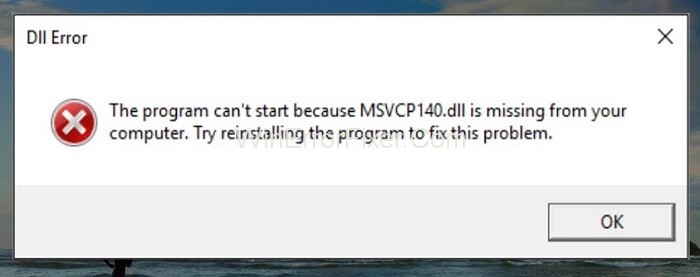 MSVCP140.dll is Missing Error