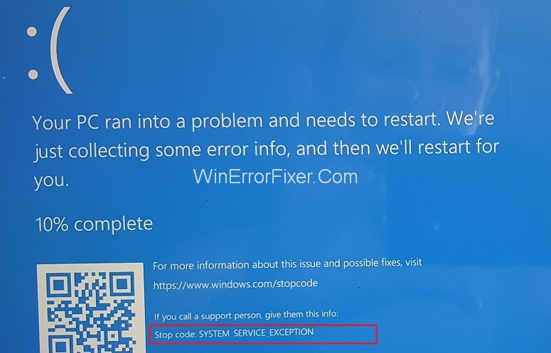 System Service Exception Error in Windows 10
