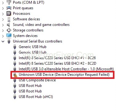 USB Device Descriptor Request Failed