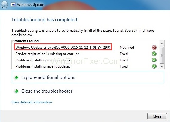 Windows Update Error 0x80070005: Access Denied