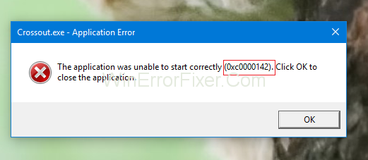 Application Error 0xc0000142 in Windows 10
