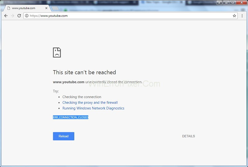 Err_Connection_Closed Error in Google Chrome Browser