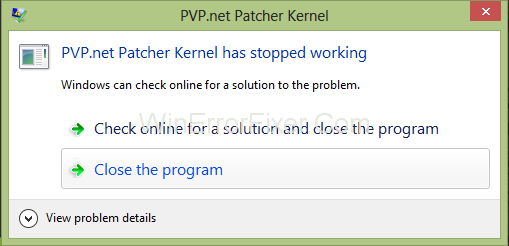 pvp.net Patcher Kernel Has Stopped Working