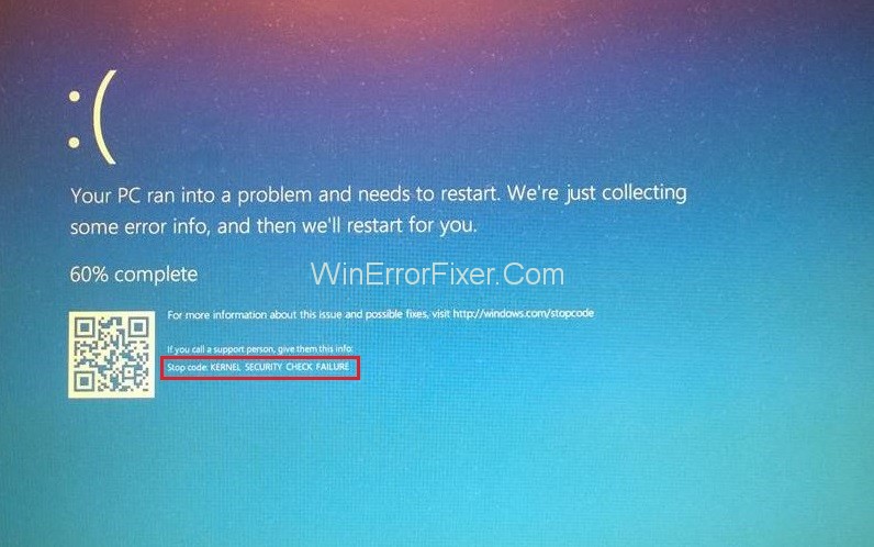 Kernel Security Check Failure Error in Windows 10