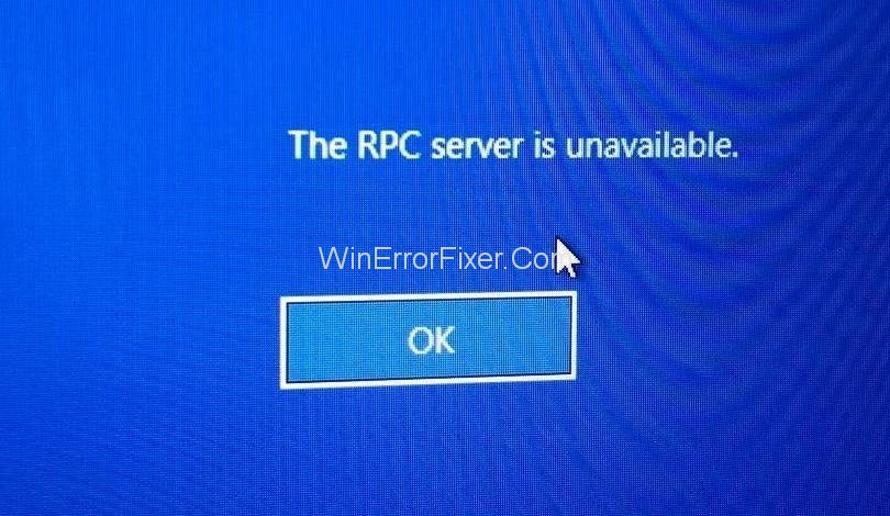 qual é o erro real do servidor rpc