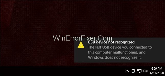 USB Device Not Recognized Error in Windows 10, 8 and 7