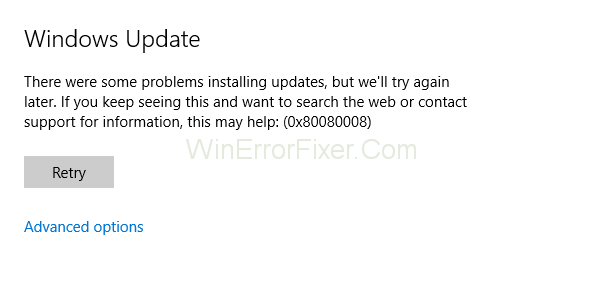 Update Error 0x80080008 in Windows 10