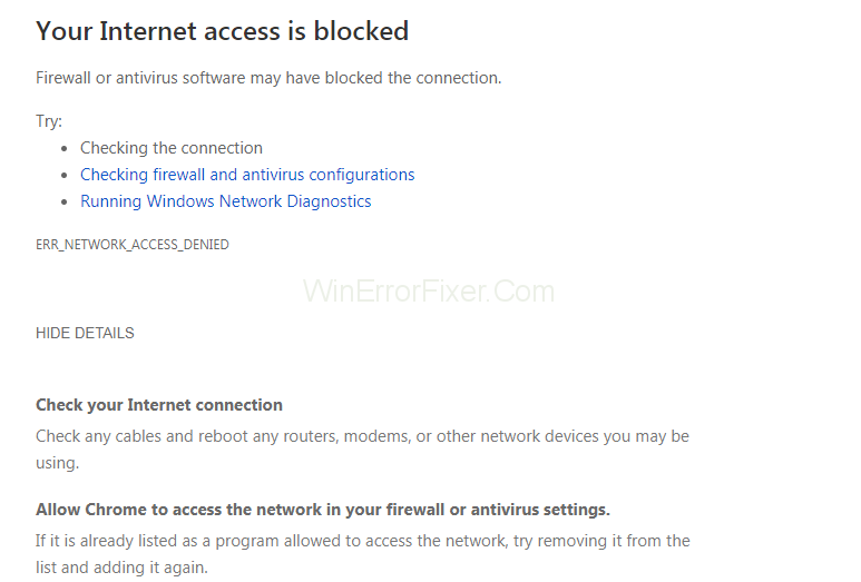 Allow Chrome to Access the Network in Your Firewall or Antivirus Settings
