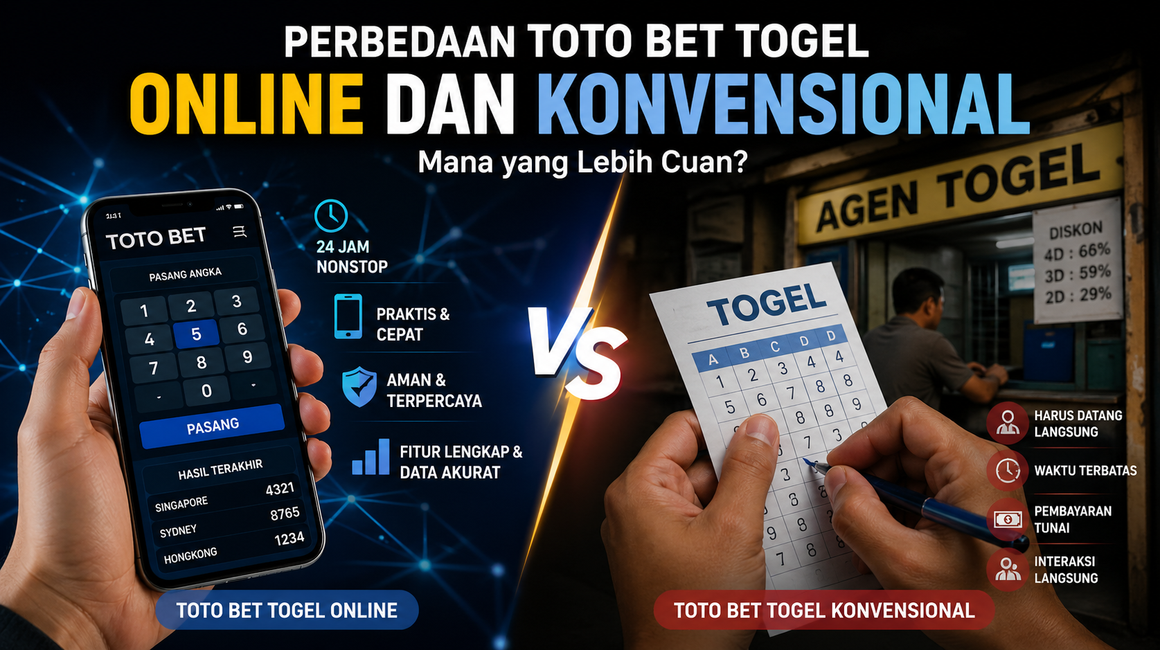 Perbedaan Toto Bet Togel Online dan Konvensional